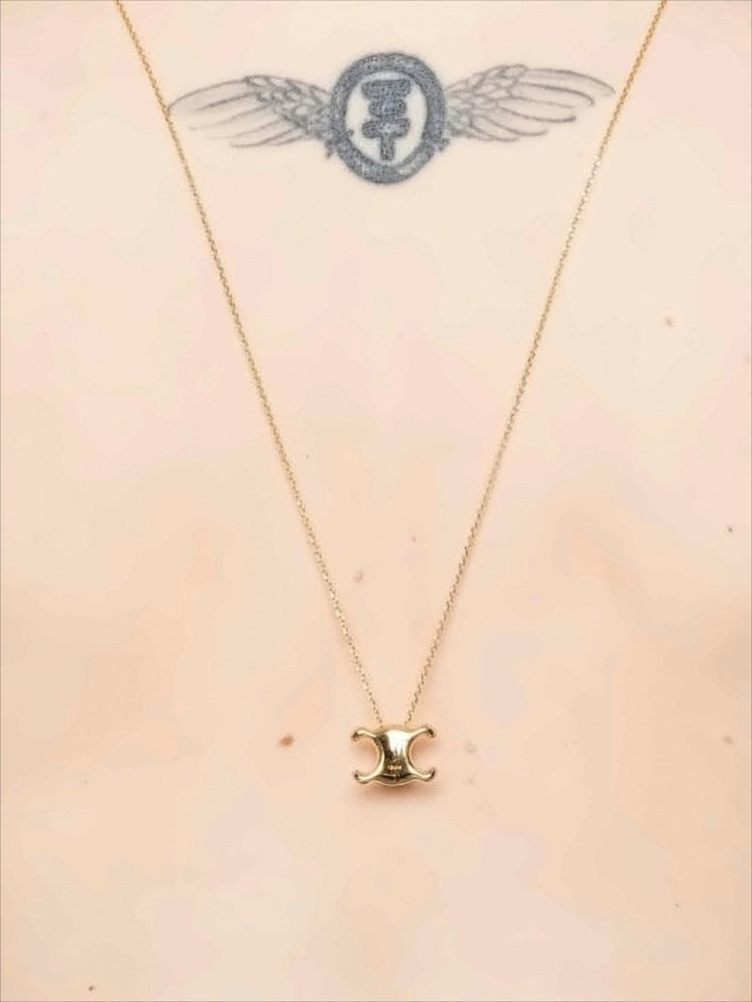 Celine Polished Yellow Brass Pendant Necklace