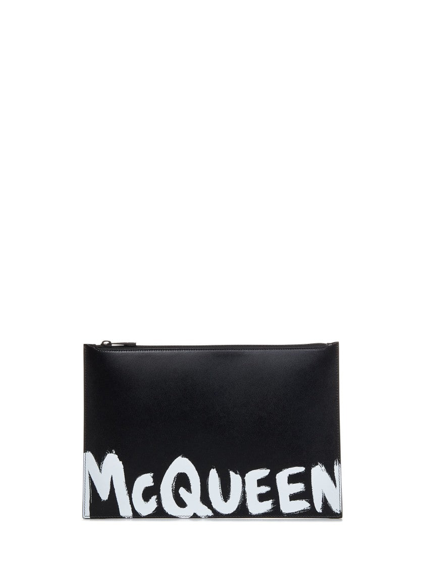 Alexander Mcqueen Black Leather Clutch