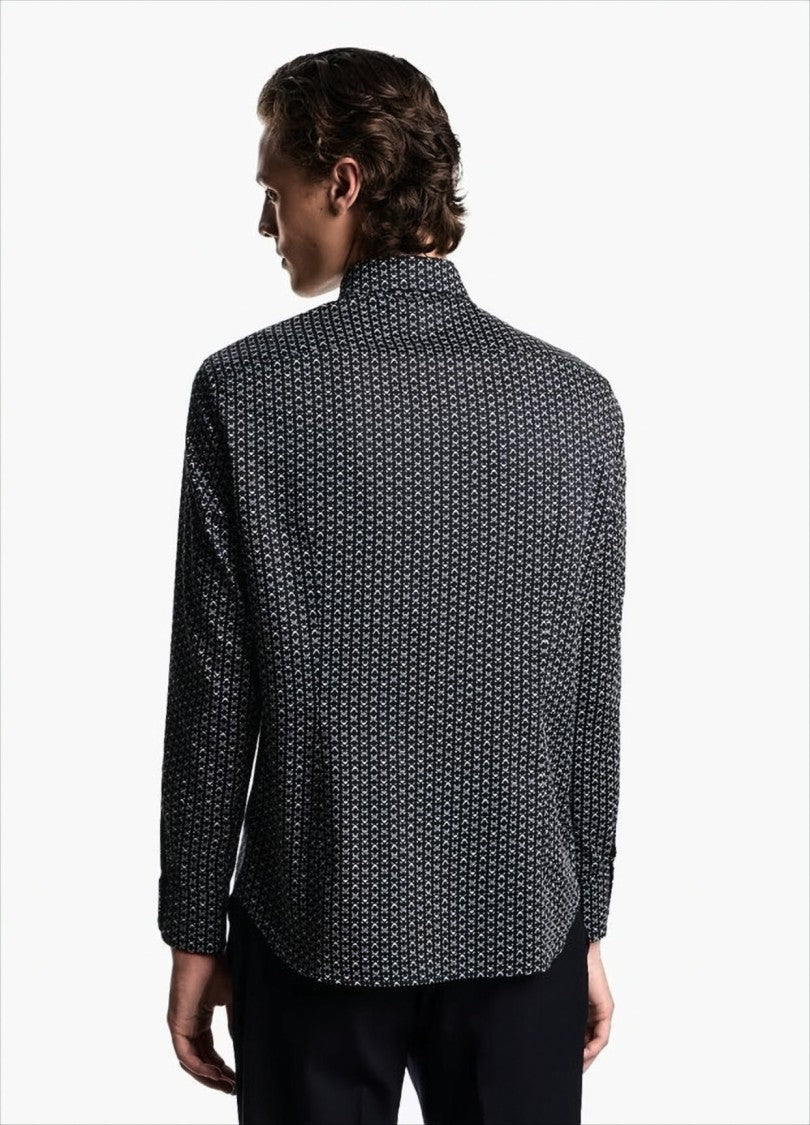 Emporio Armani Tailored Blue Shirt With All-Over Print