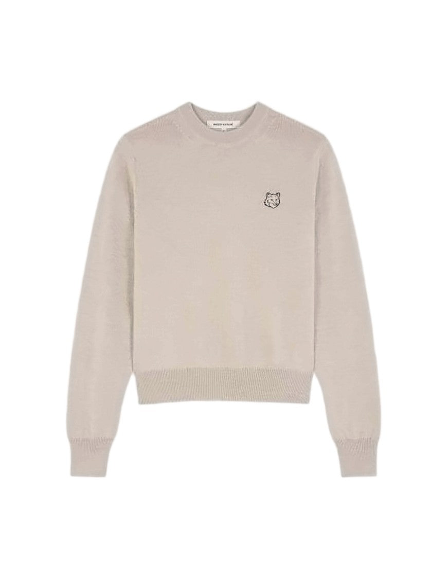 Maison Kitsuné Soft Wool Sweater With Cropped Fit And Embroidered Fox Detail