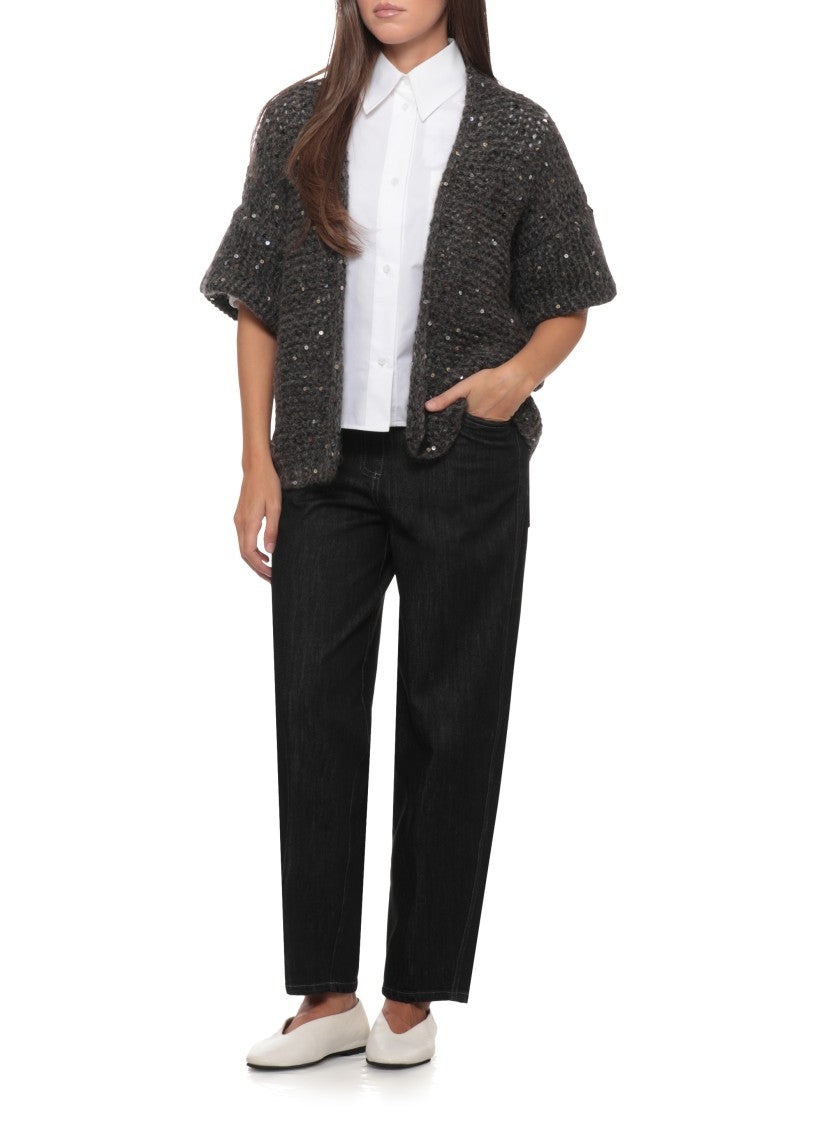 Panicale Open-Front Alpaca Blend Cardigan With Sequined Detail