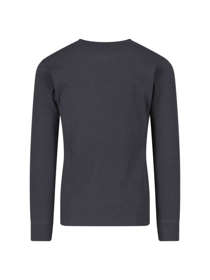 Lemaire Grey Cotton-Linen Long-Sleeve Henley T-Shirt