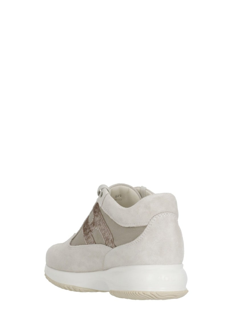 Hogan Beige Interactive H Sequin Sneakers