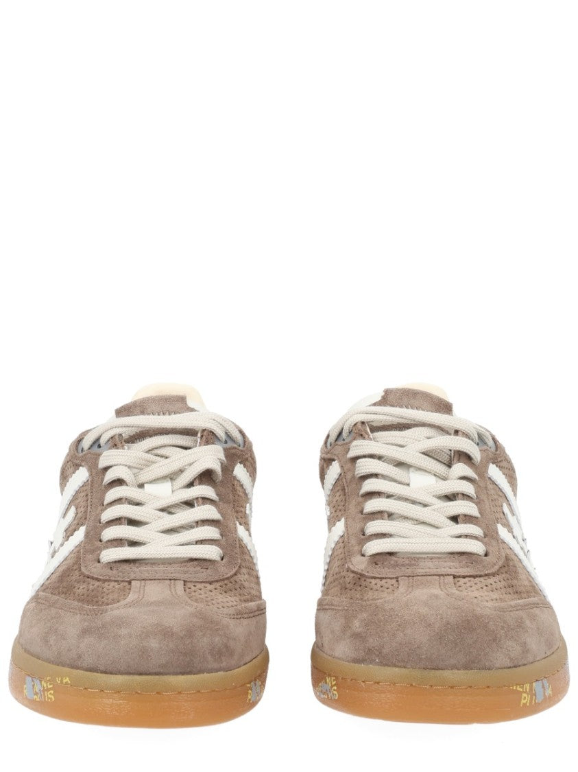 Premiata Taupe Bonnie Suede Perforated Sneakers