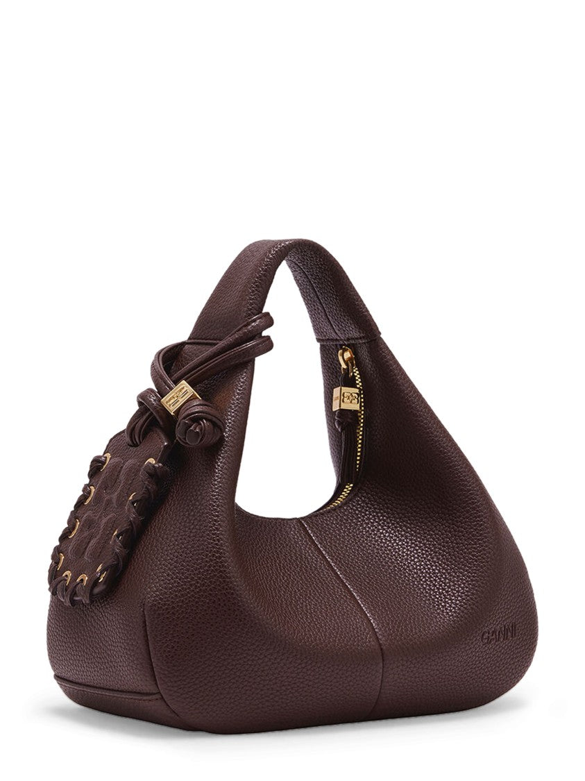 Ganni Hobo Mini Grained Leather Bag