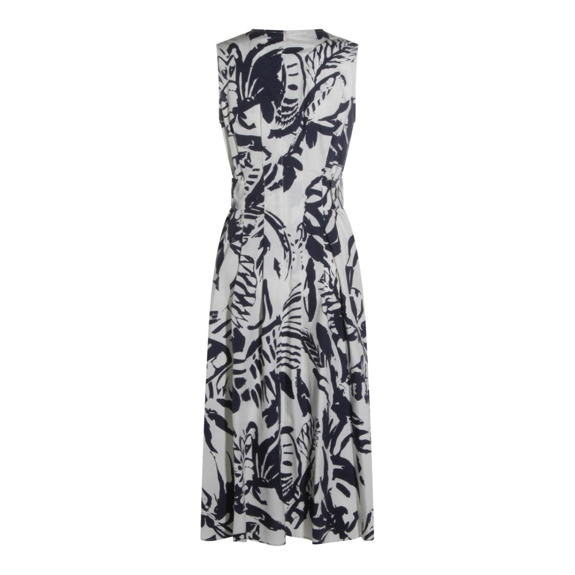 Antonelli Firenze Flowing Midi-Length Dress With Abstract Leaf Pattern