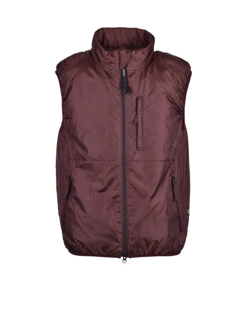 Aspesi Padded Red Nylon Vest With Thermore Insulation