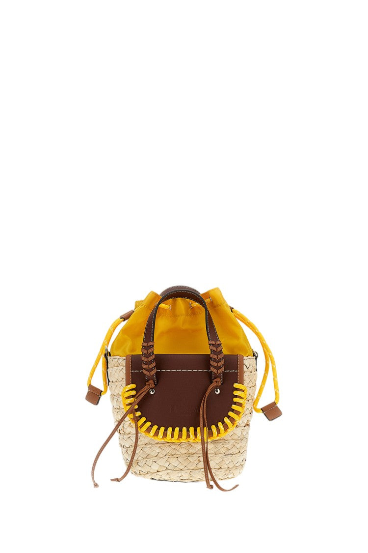 Cuba Lab Handcrafted Woven Raffia Bag With Leather Inserts