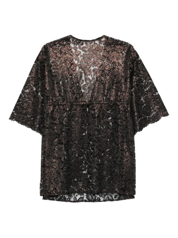 Agent Provocateur Multicolour Trixa Sheer Lace Floral Tie Polyester Kaftan