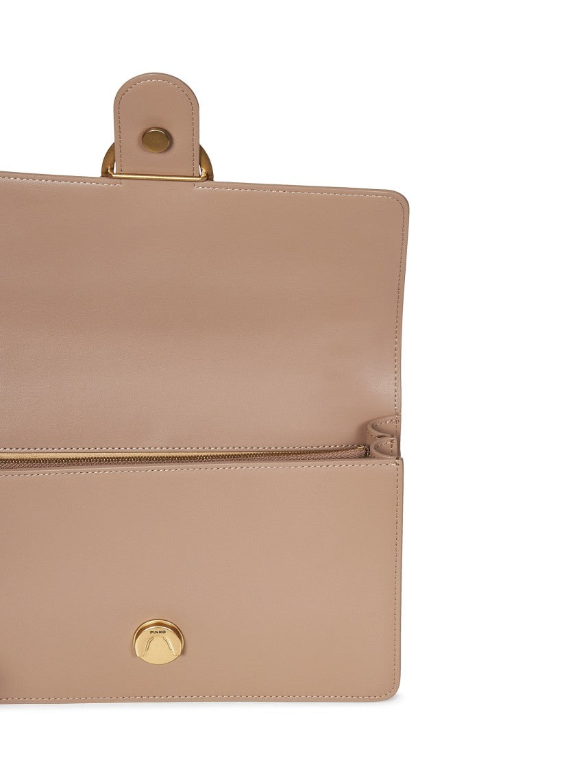 Pinko Silky Leather Beige Shoulder Bag