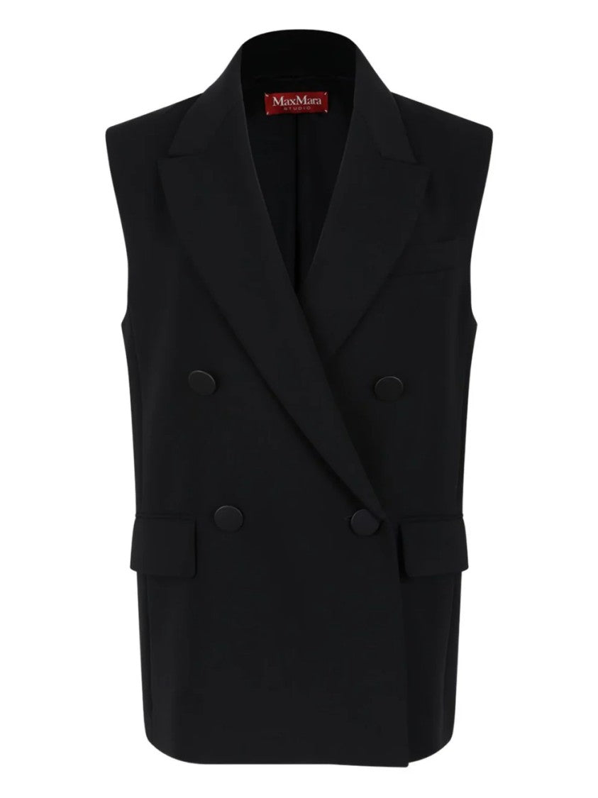 Max Mara Double-Breasted Tailored Vest With Sharp Lapel