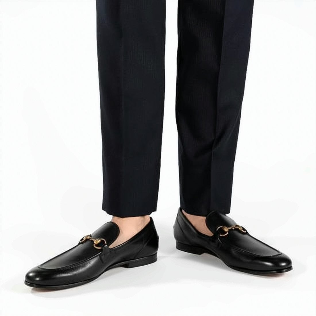 Gucci Black Leather Loafers With Gold Horsebit Detail