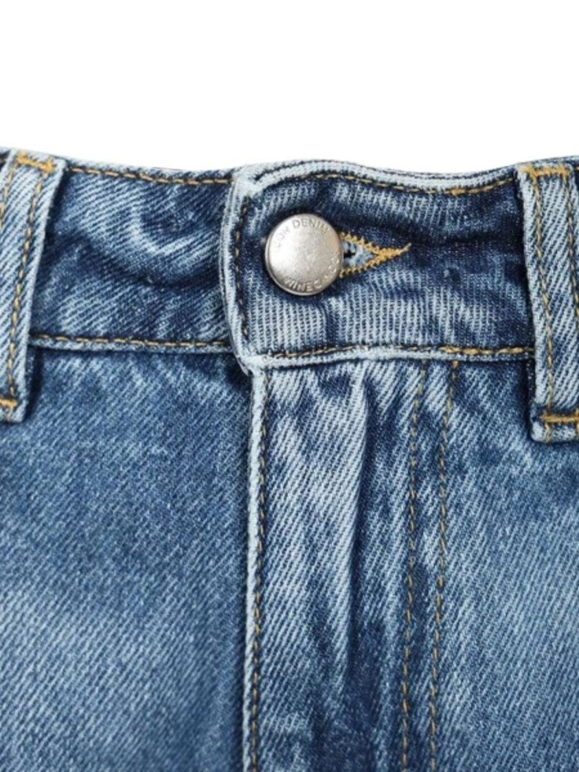 Icon Denim High-Waisted Frayed-Hem Denim Wide-Leg Jeans