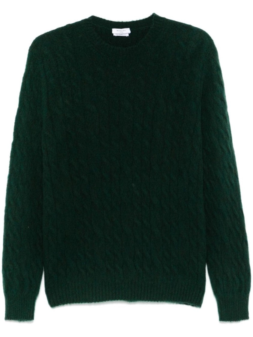 Boglioli Dark Green Cable Knit Sweater