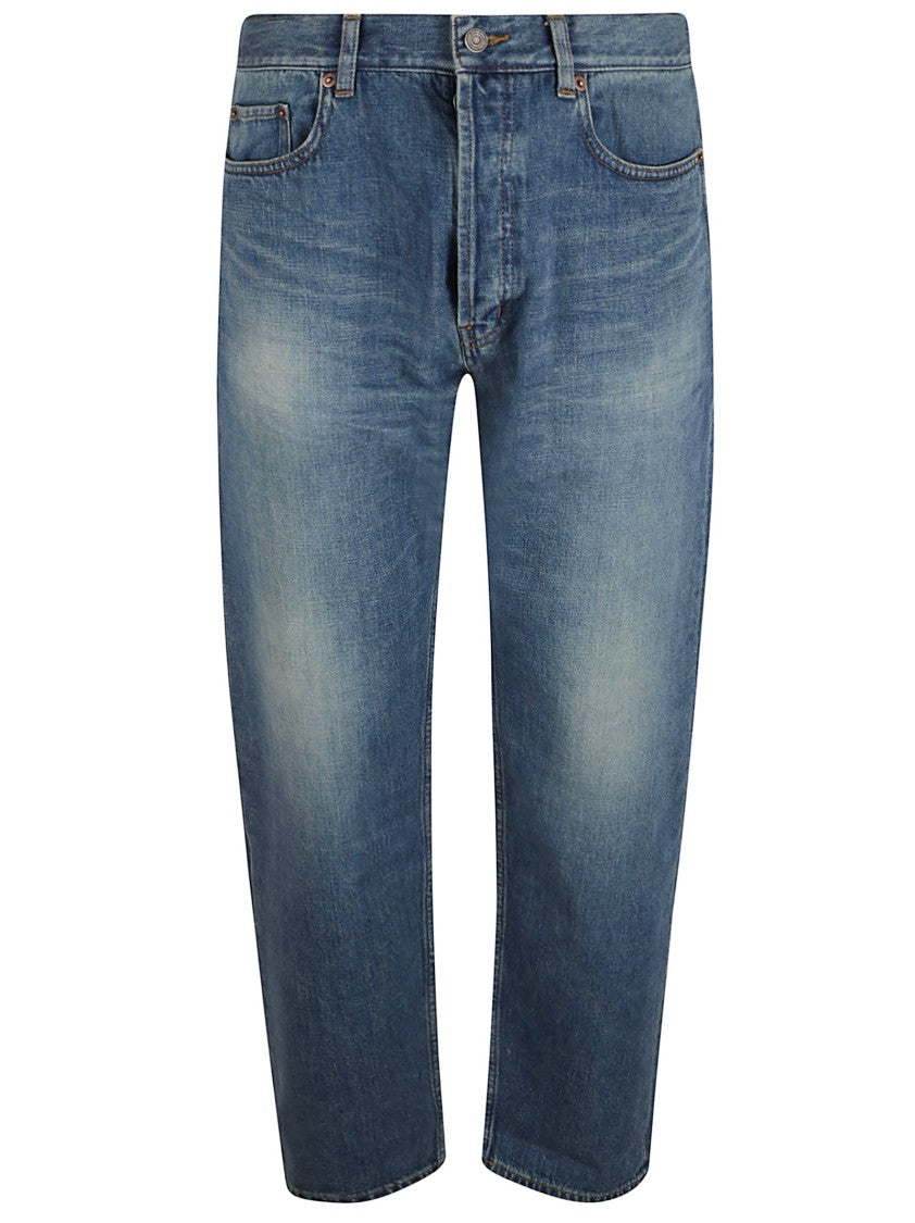 Saint Laurent Mid-Rise Straight Leg Denim Jeans