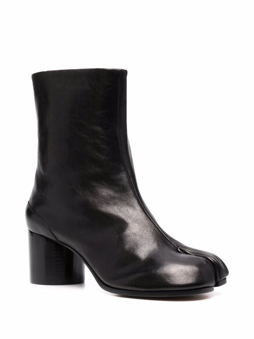 Maison Margiela Black Glossy Leather Split-Toe Boots