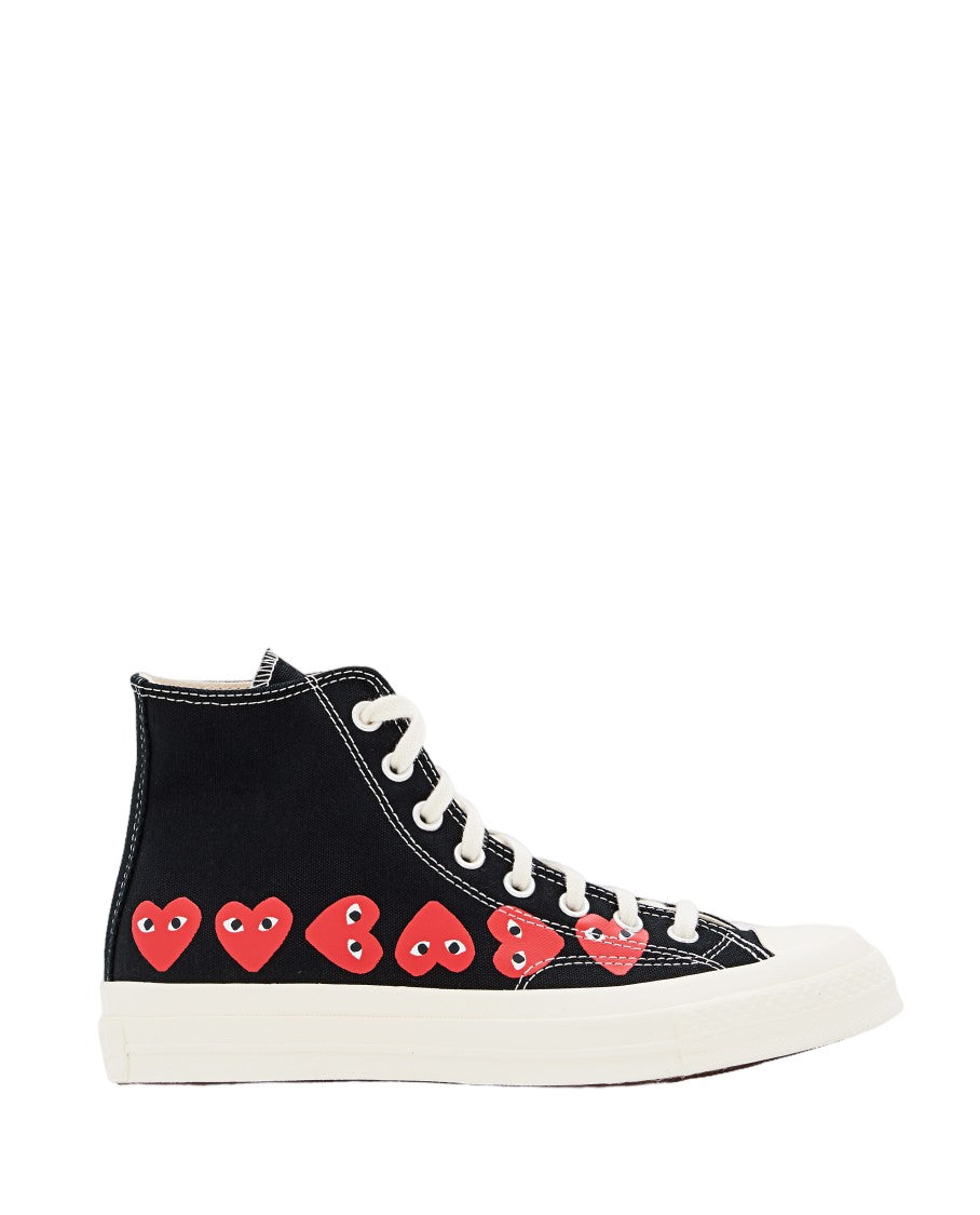 Comme Des Garçons Black High-Top Canvas Rubber Sneakers
