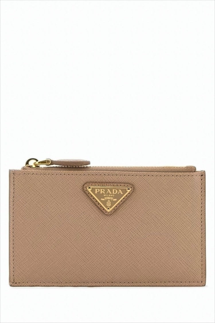 Prada Textured Leather Zippered Card Wallet