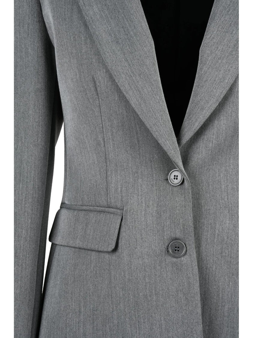 Liu Jo Grey Lined Stretch Polyester-Blend Fitted Jacket