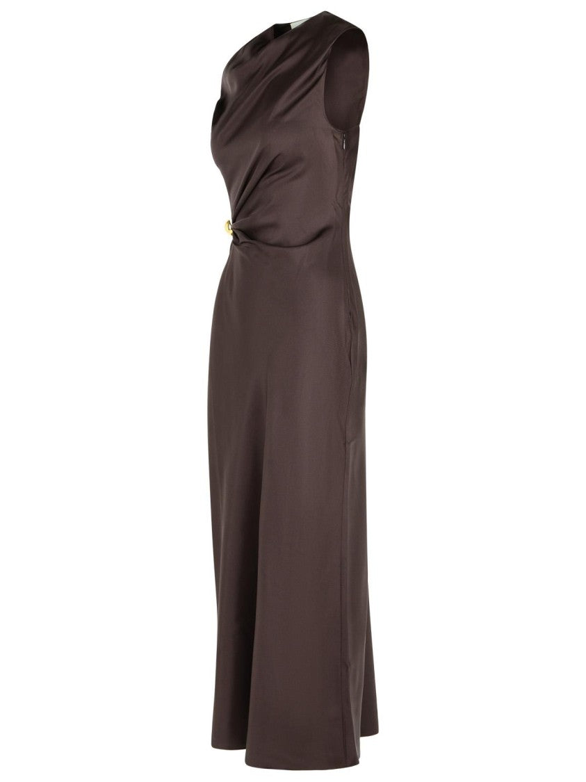 Loulou Studio Draped Brown Silk 'Roan' Dress