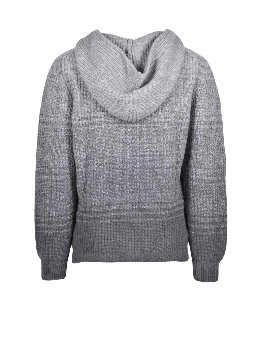Cashmere Company P. Gradient Pattern Hooded Sweater With Ribbed Cuffs