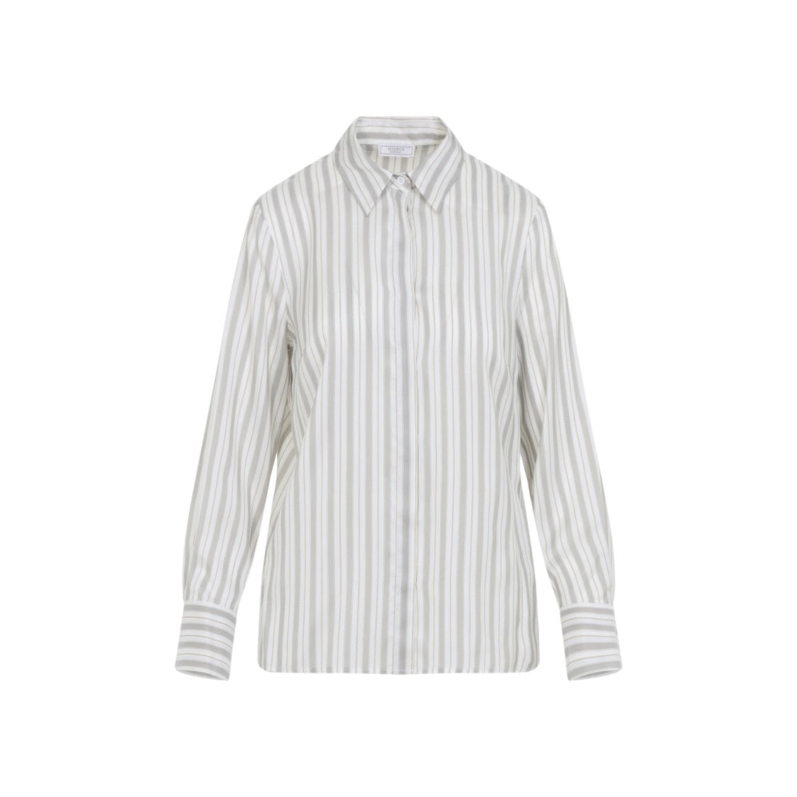 Peserico Vertical Stripe Long-Sleeved Shirt With Classic Collar And Concealed Placket