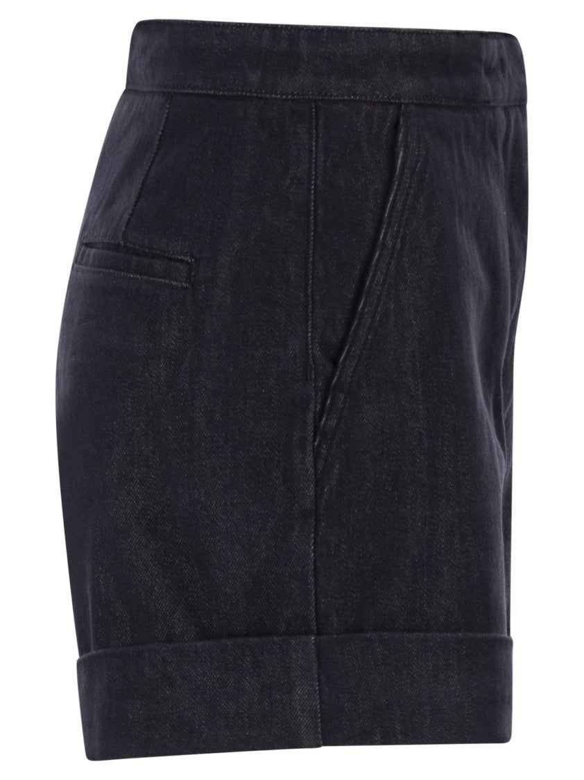 Max Mara Mxmcalca - Denim-Effect Cotton Shorts
