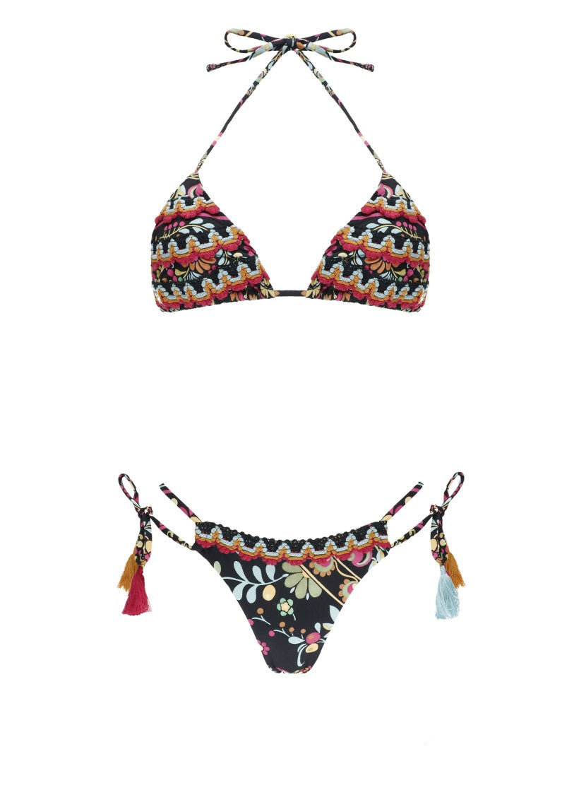 Miss Bikini Black Triangle Lace Bikini Set