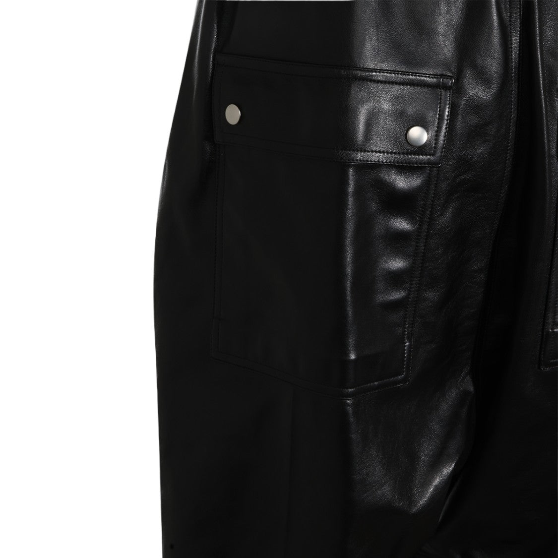 Rick Owens Tapered Black Leather-Like Trousers With Utility Elements