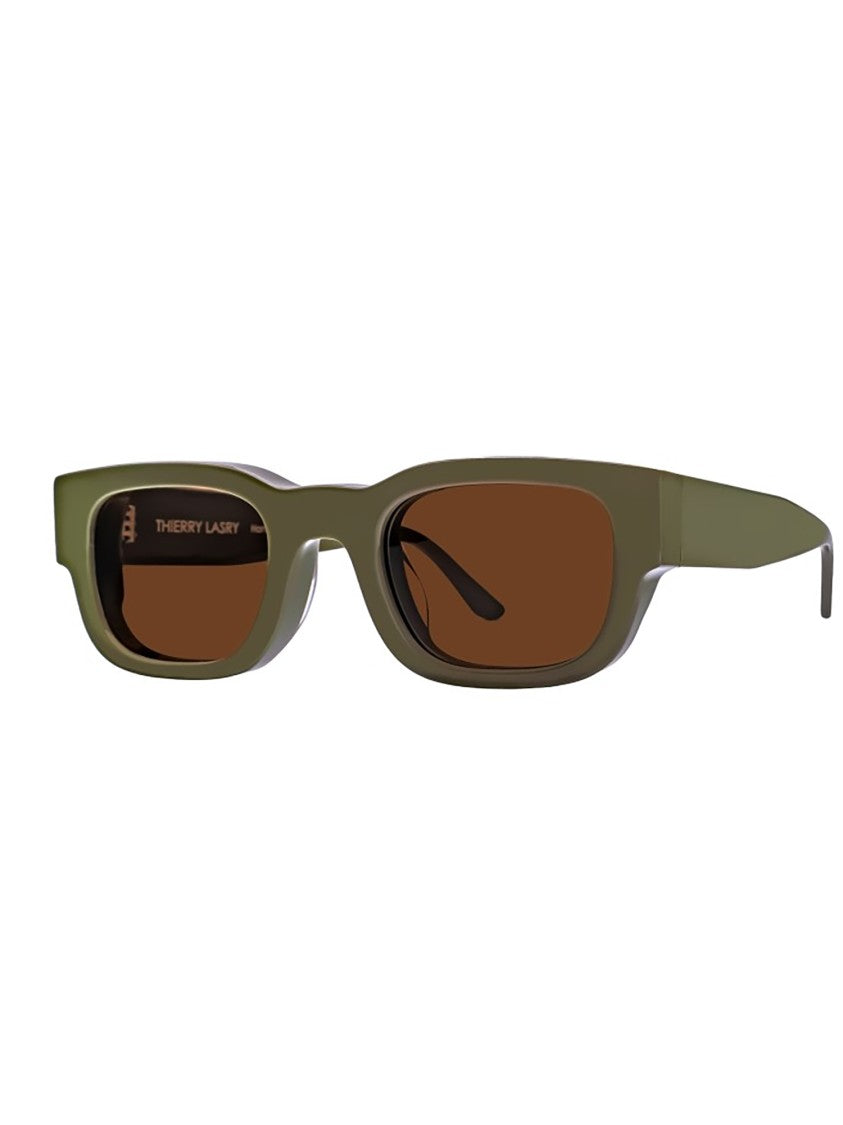 Thierry Lasry Olive Green Foxxxy Rectangular Sunglasses