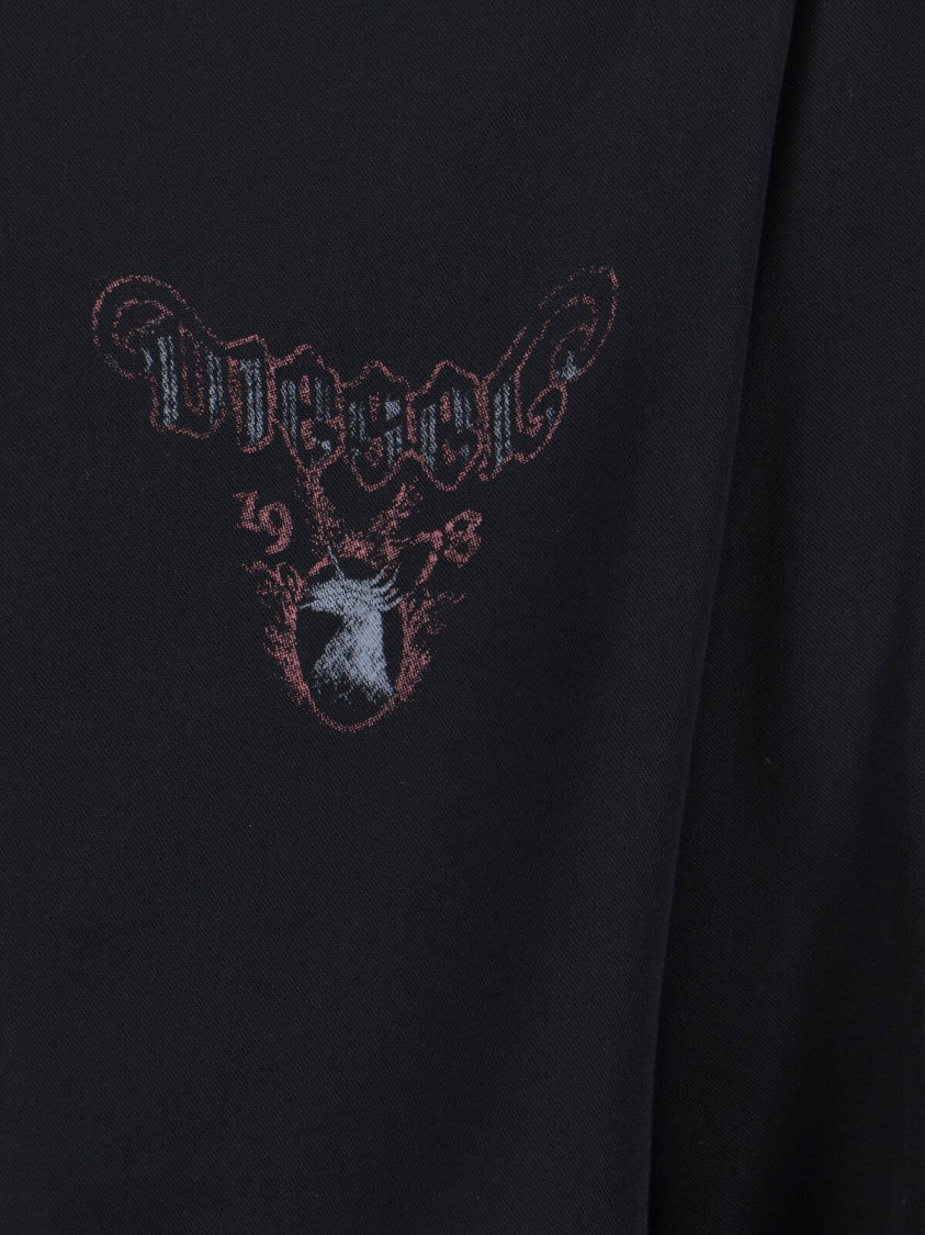 Diesel Black Viscose Long Sleeve Shirt