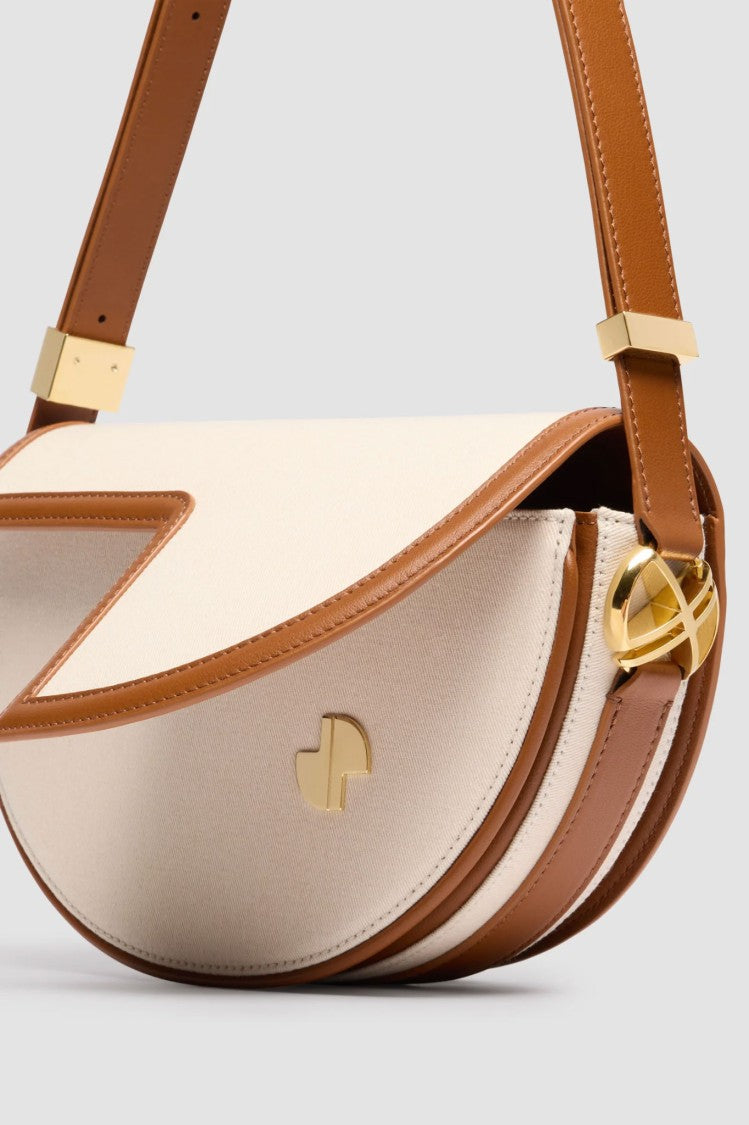 Patou Half-Circle Leather And Canvas Handbag