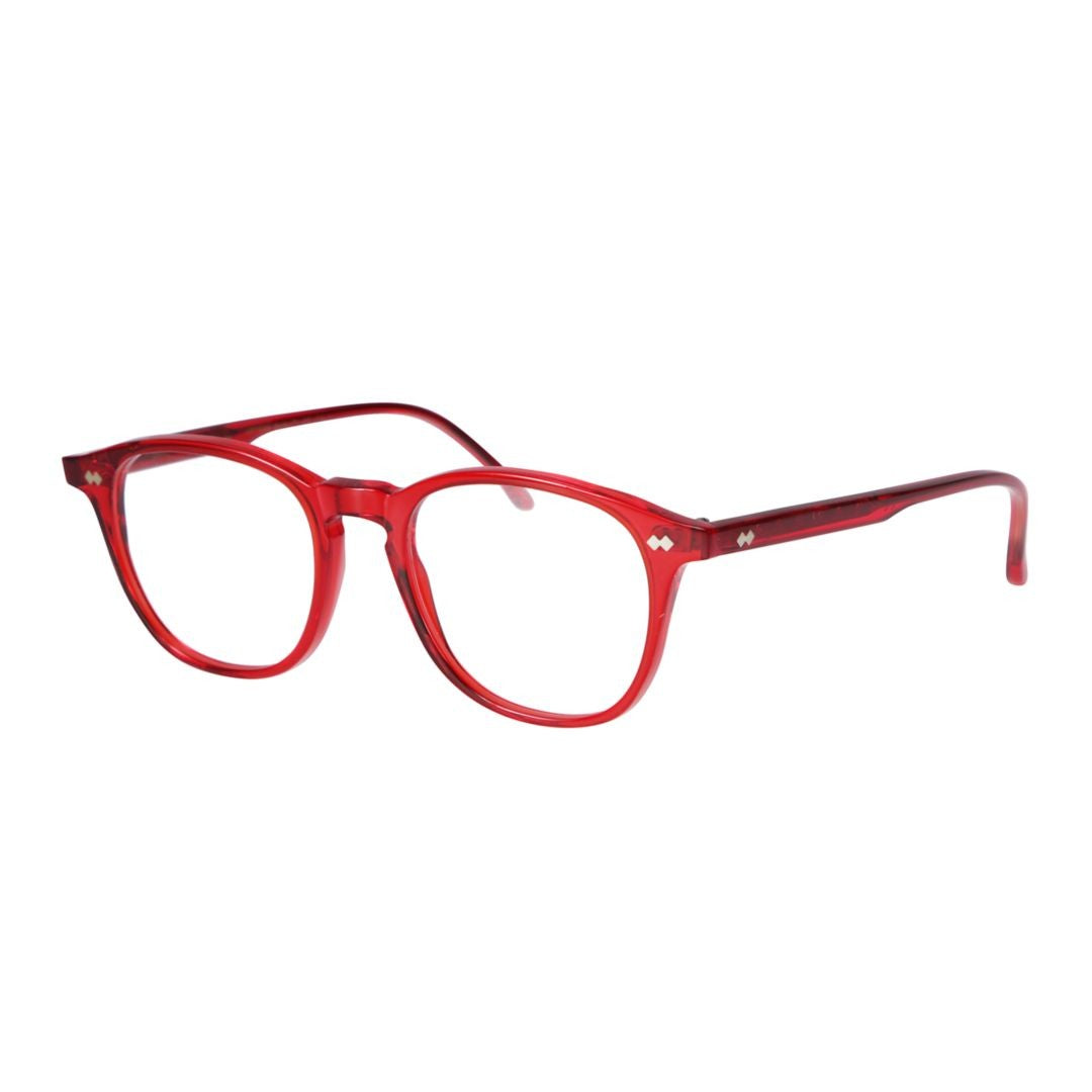 Kador Pepper Translucent Red Rounded Square Eyeglasses With Accented Temples