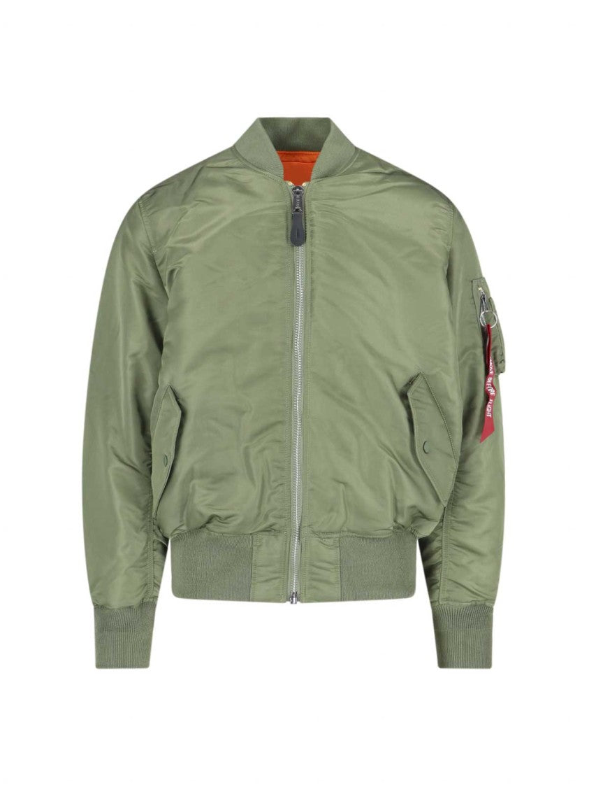 Alpha Industries Green/Orange Nylon Reversible Ma-1 Jacket