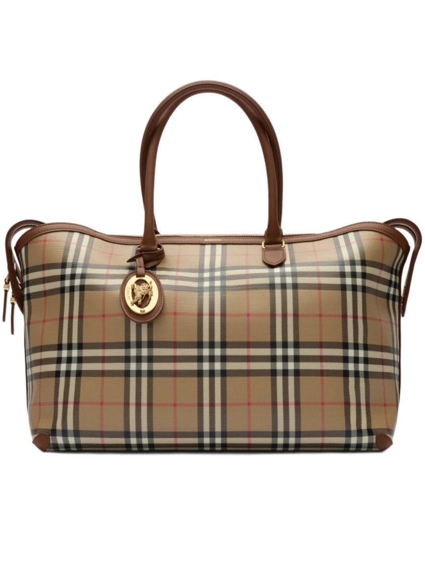 Burberry Media Check Rectangular Tote Bag