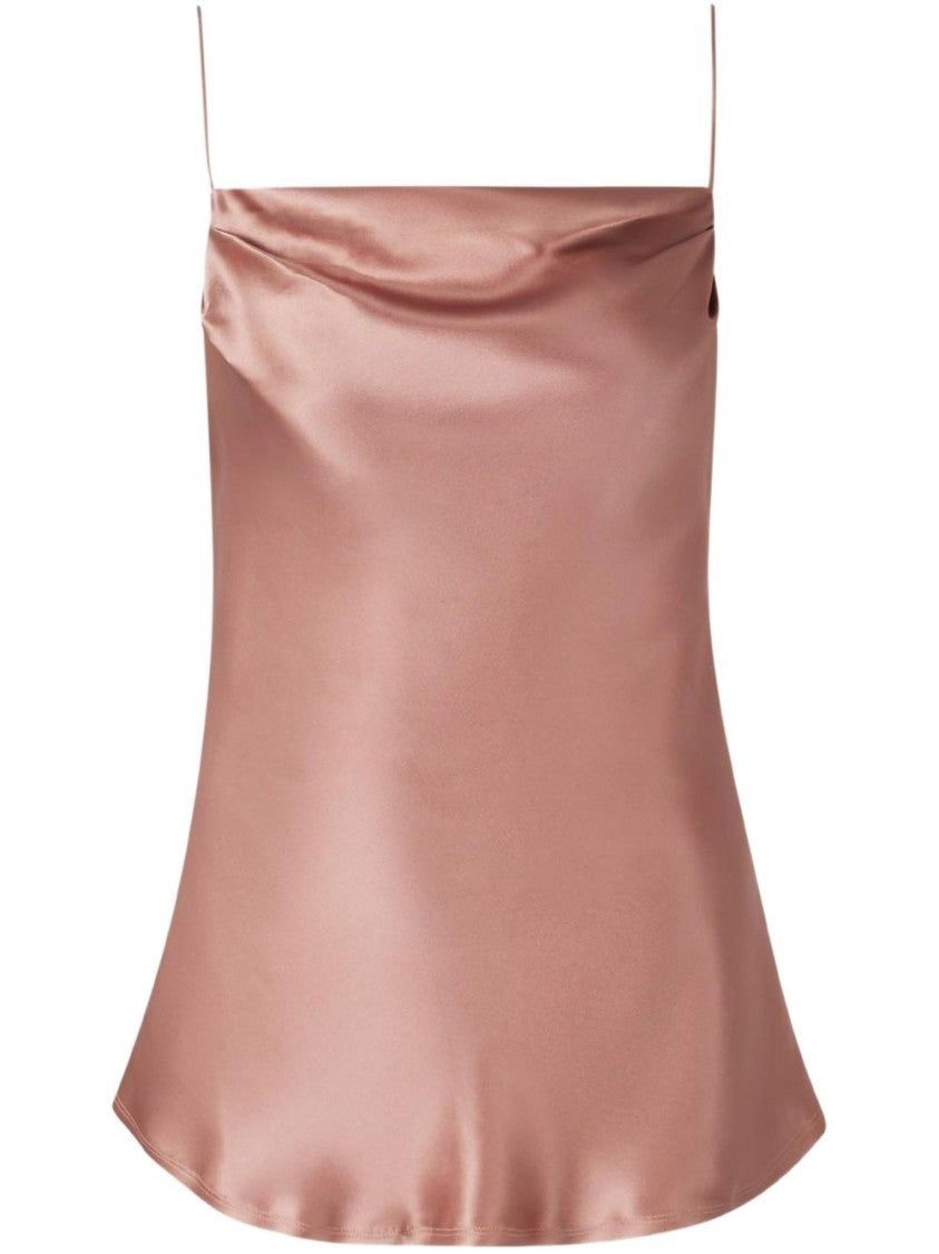 Balmain Rose Gold Cowl Neck Satin Top