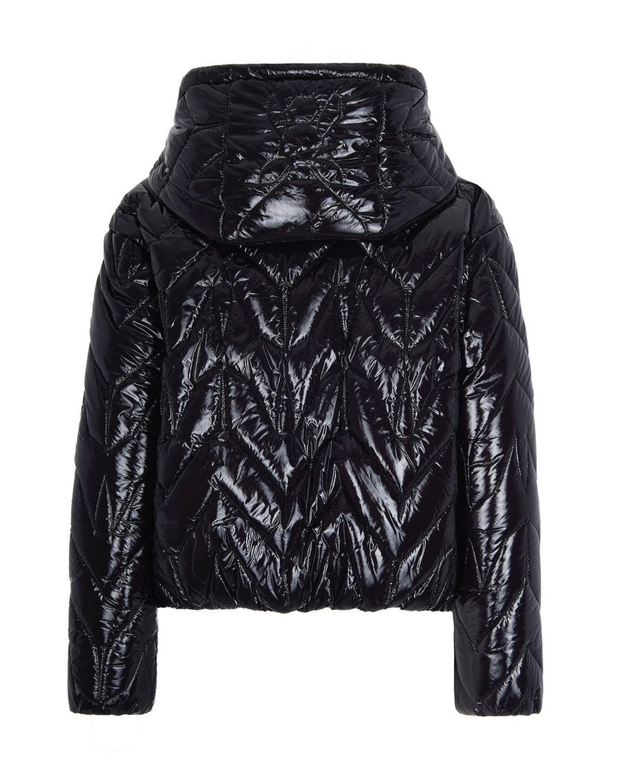 Patrizia Pepe Quilted Down Jacket With Hood In Black