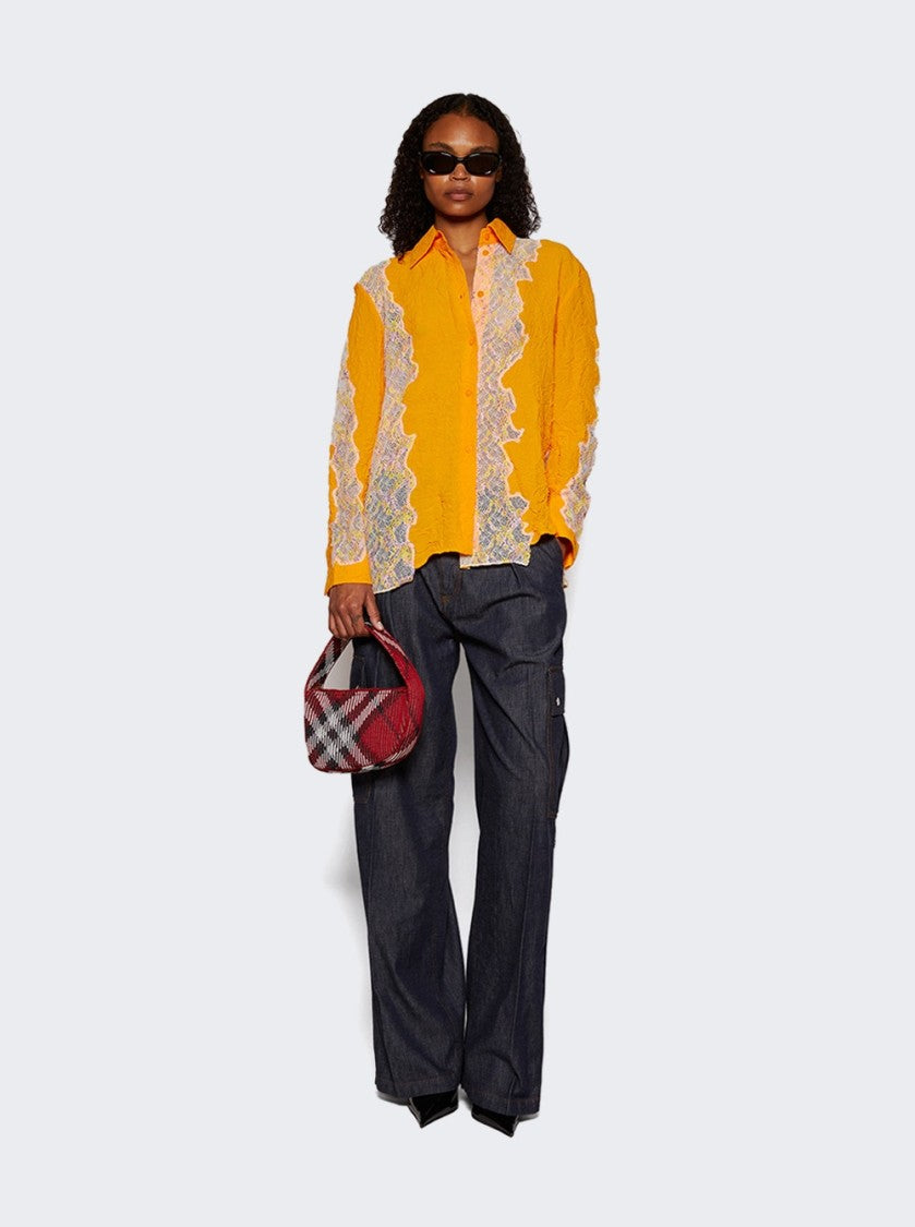 Christopher Esber Crimped Lace Shirt Orange
