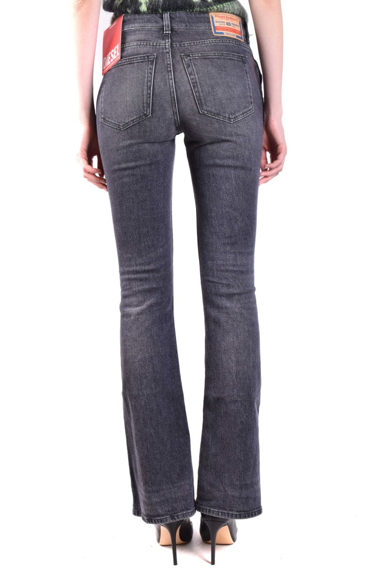 Diesel Slightly Flared Black Metallic Buckle Jeans