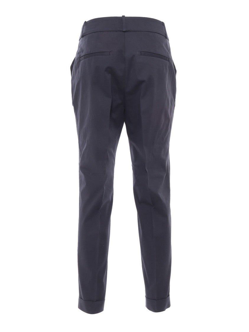 Peserico Tailored Black Trousers With Mid-Rise Waist