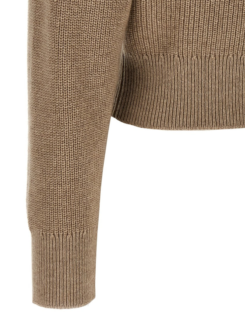 Brunello Cucinelli Shiny Flap Detail' Cropped Cardigan