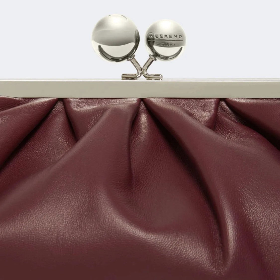 Max Mara Structured Reddish-Purple Leather Shoulder Bag