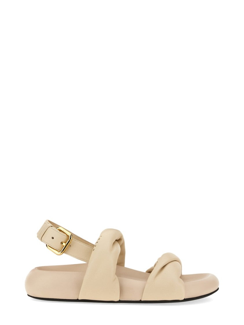 Marni Knotted Design Leather Sandals With Adjustable Buckle