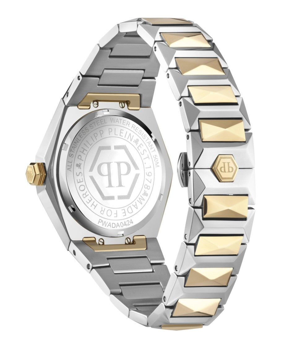 Philipp Plein Two-Tone Skull Design Silicone Watch With Guilloche Dial