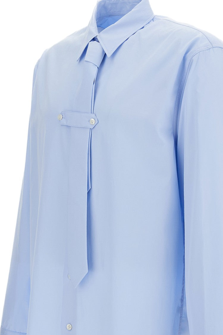 Dries Van Noten Light Blue Long Sleeve Shirt With Detachable Tie