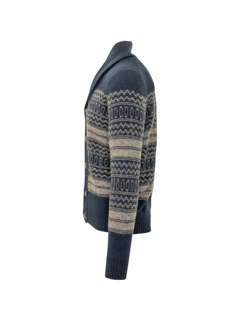 Brunello Cucinelli Shawl Collar Textured Striped Cropped Cardigan