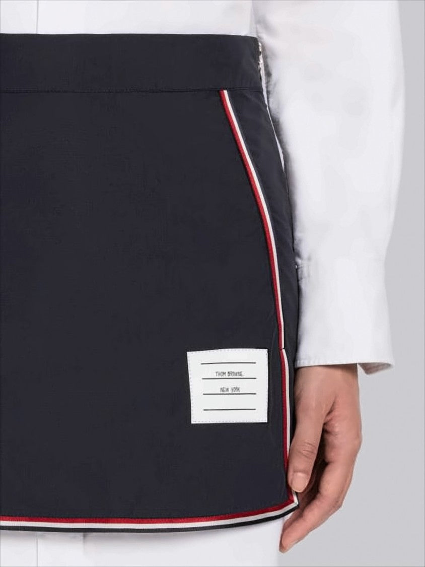 Thom Browne Structured Black Midi Skirt With Contrasting Piping