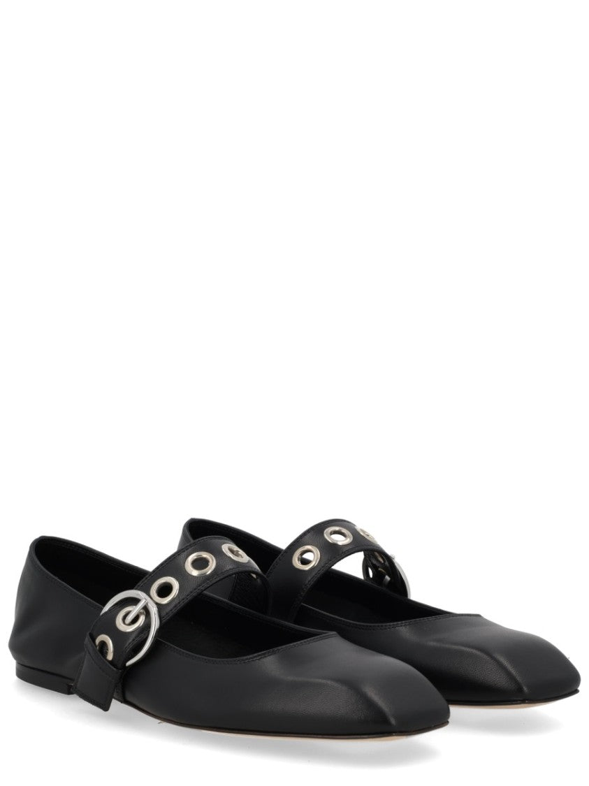 Aeydē Neutrals Uma Mary-Jane Eyelet Strap Flats