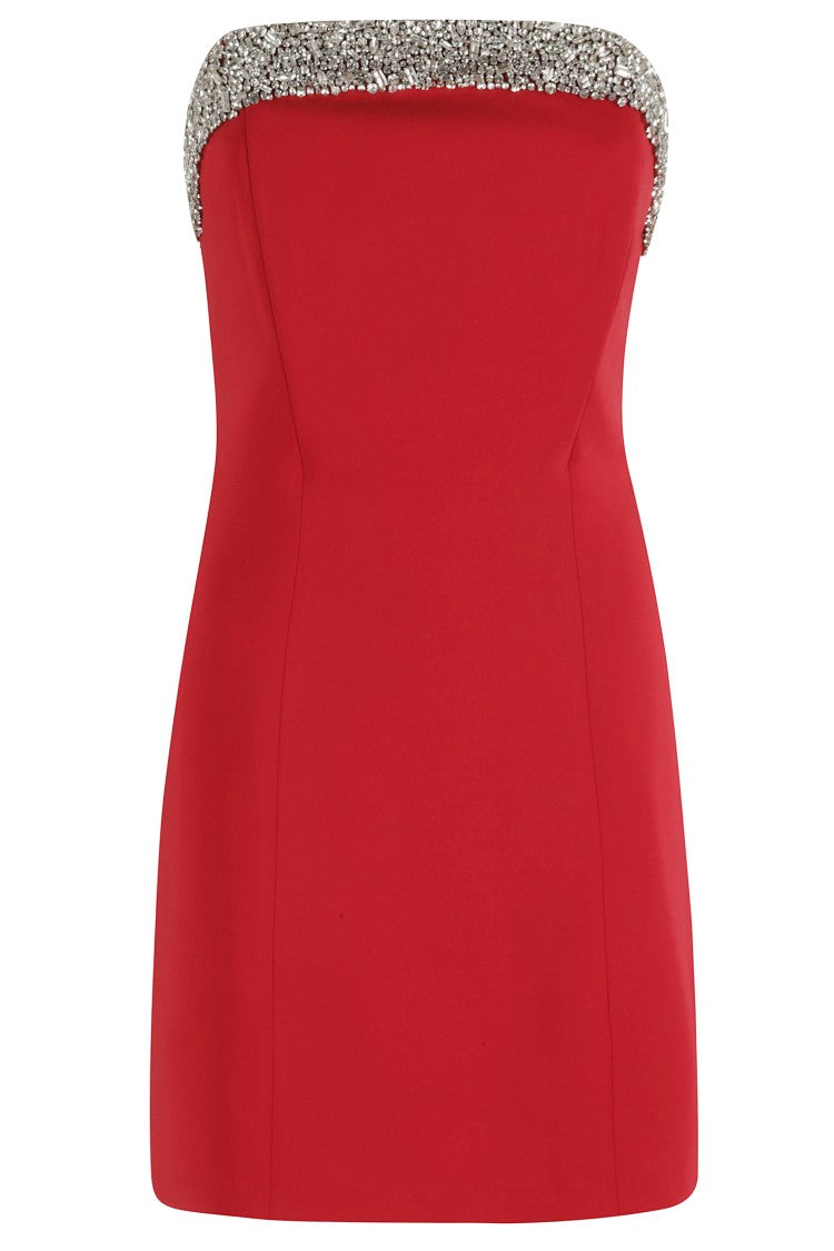 Amen Mini Dress In Smooth Crepe With Jewel Embroidery