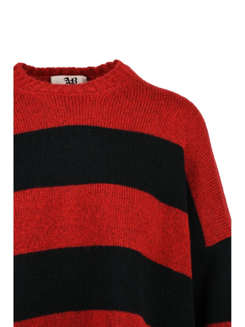 Aniye By Short-Fit Crew Neck Sweater With Bold Horizontal Stripes